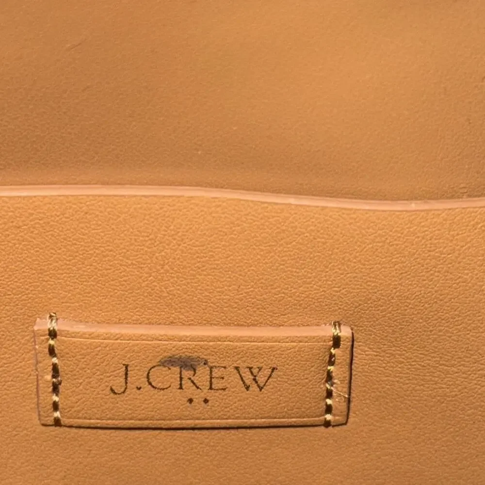 J. Crew drawstring bucket bag vegan leather in camel brown.